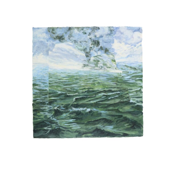Marines, série Amers, Keasargue et l'Alabama, 2020, huile sur papier Arches 300g, cadre coins bouchés en merisier de pays, verre qualité musée anti-reflets, finition cire d’abeille et Carnauba, 112x81x6 cm. (2).jpg