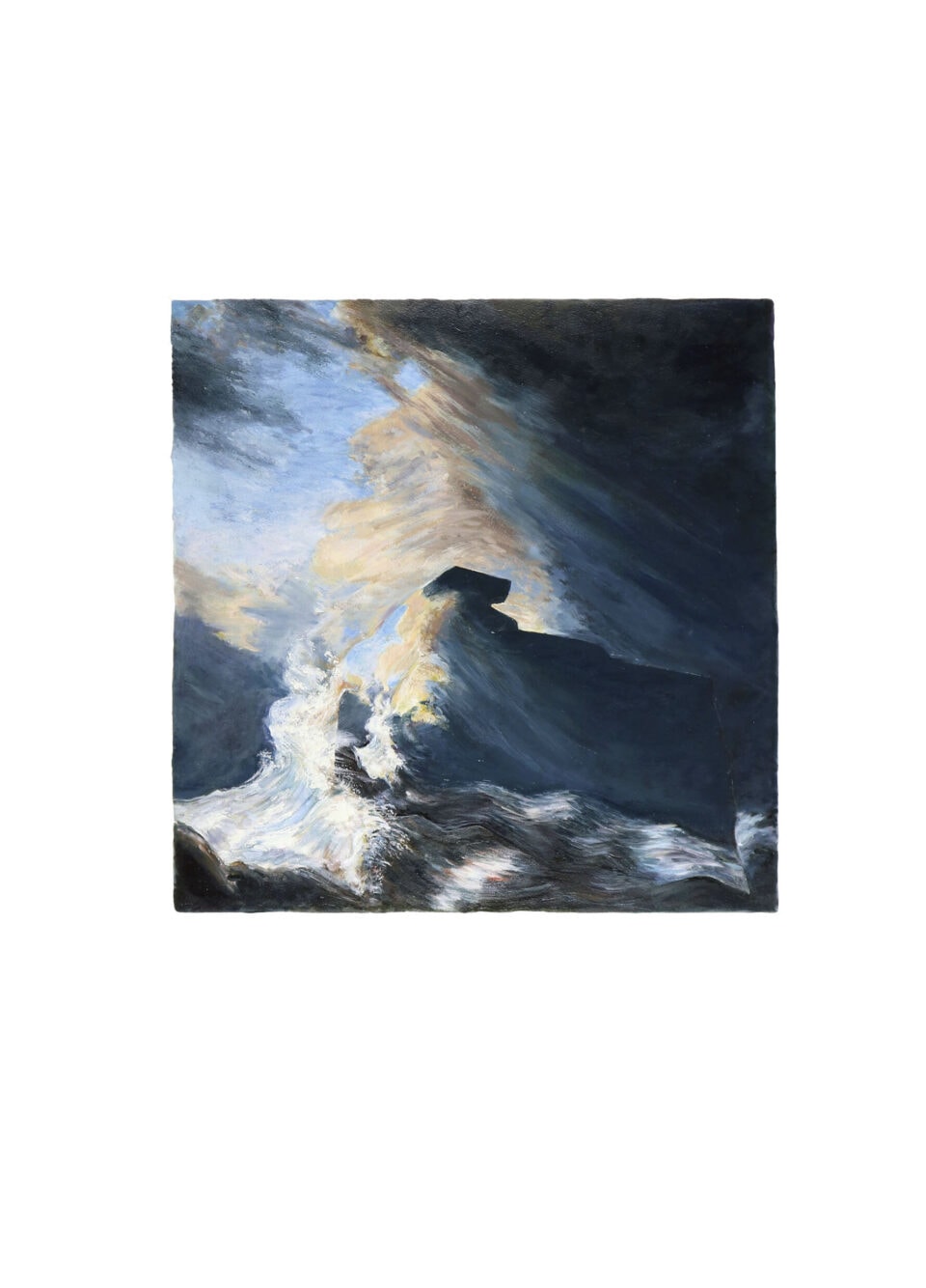 Marines, série Amers, Sea of Galilee, 2020, huile sur papier Arches 300 g, cadre coins bouchés en merisier de pays, verre qualité musée anti-reflets Artglass 70, finition cire d’abeille et Carnauba, 112 x 81