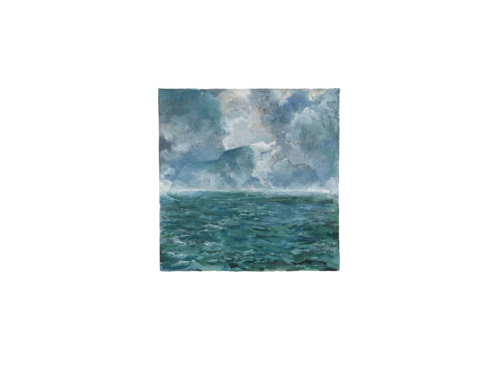 Marines, série Sombre, Ennuager, 2019, huile sur papier vergé, 50 x 65 cm